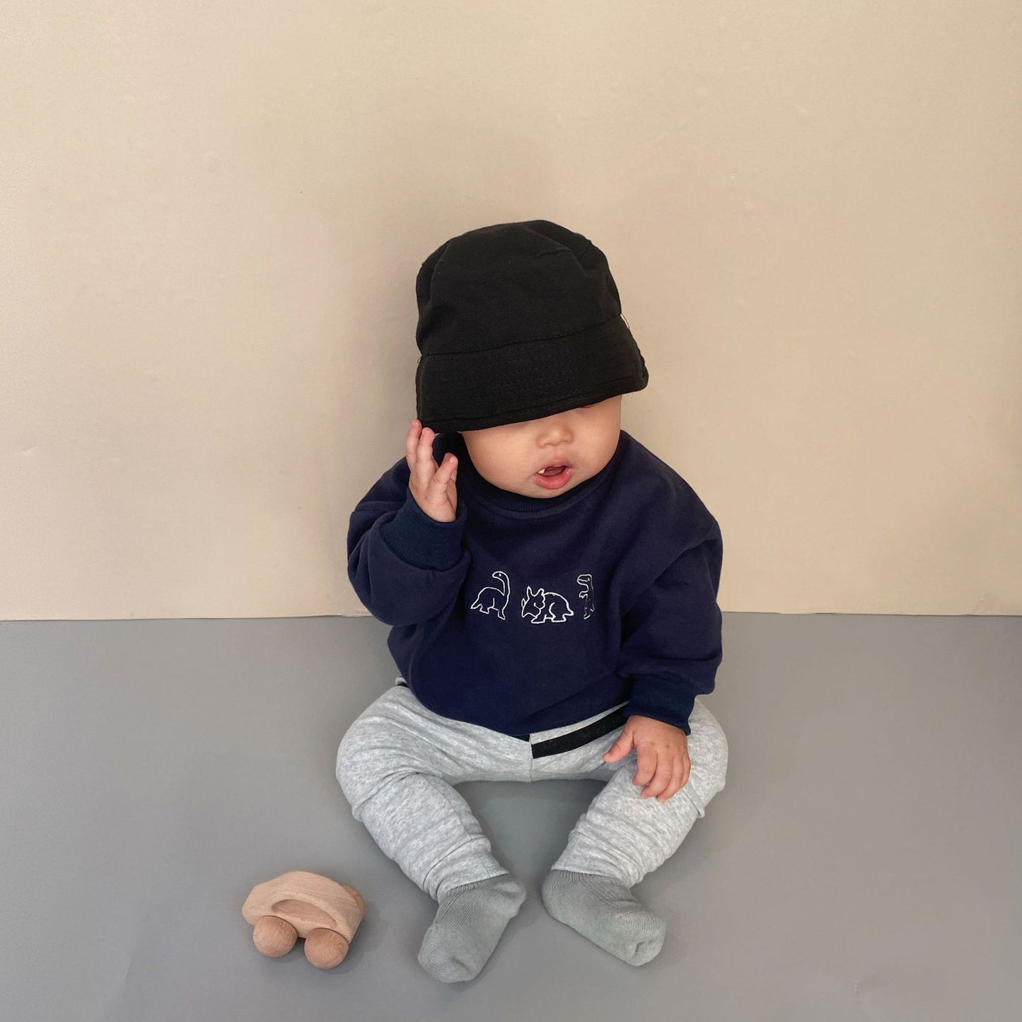 Dinosaur Cartoon Embroidery Long-sleeved Sweater