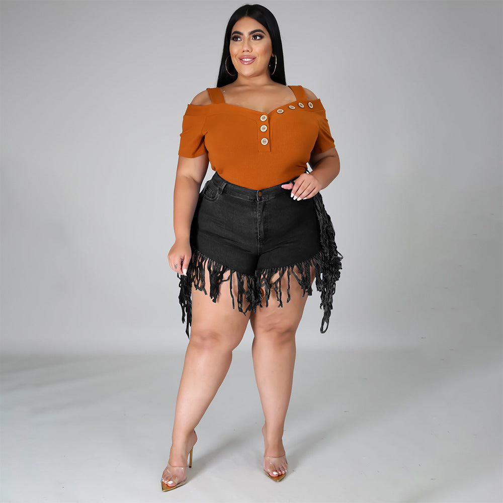 Old High-Waisted Frayed Made Tassels Retro New Style Personality Shorts Female Platform Denim