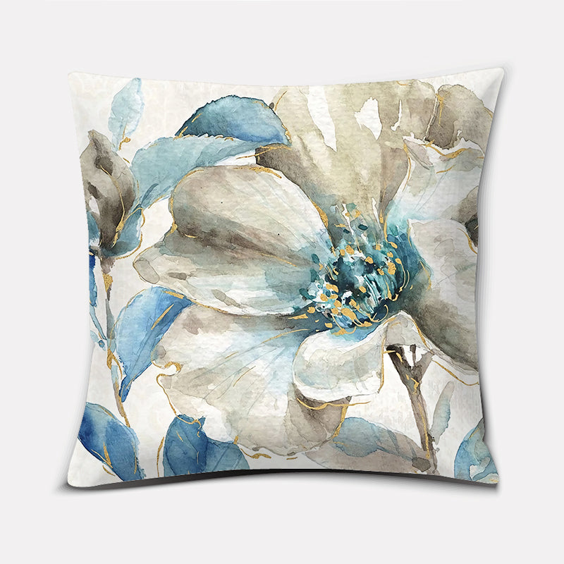 Ink Chinese Painting Art Flower Cotton Linen Pillowcase