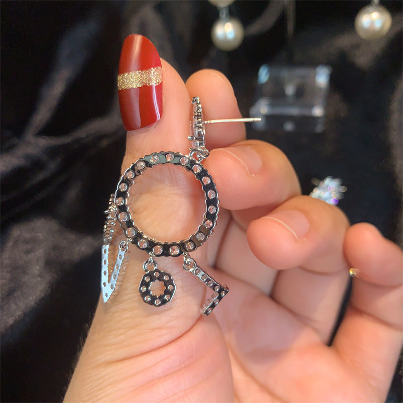 Women's Fashion Tassel Micro Set Zircon Stud Earrings