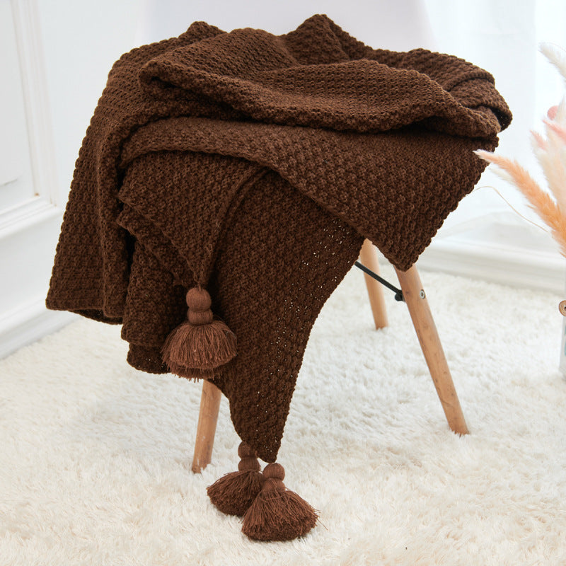 Fringed Knitted Pineapple Pendant Baby Blanket
