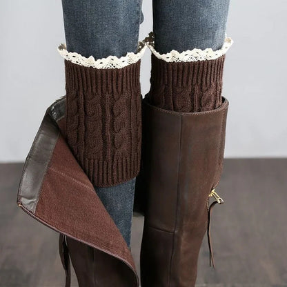 Lace Socks Twist Knit Wool Leg Warmers