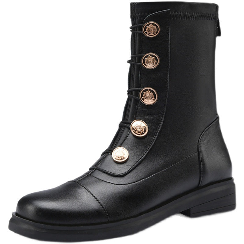 Leather Badge Martin Boots Summer Thin Breathable Stretch Thin