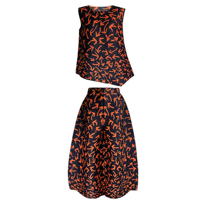Miyake Pleats Arrow Printed Two Piece Sets