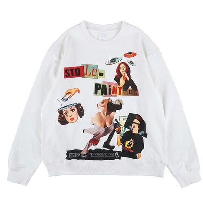New Printed Kawaii Loose-fitting Casual Round-neck Top
