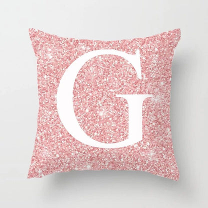 Metal Letters Peach Skin Fabric Pillow Cover Cushion Cover