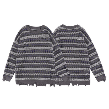 Men's Autumn And Winter Torn Jacket Jacquard Color Matching