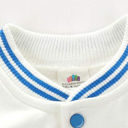 Boys And Girls Label Baseball Uniform Color Block Striped Jacket