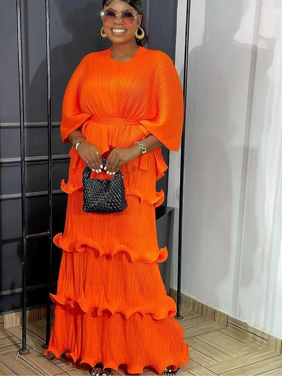 Miyake Pleats Solid Color Suit Spring 2023 New Women's Long Vest Cake Skirt+irregular Shawl Top Temperament Two-piece Set