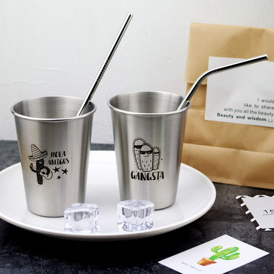 Nordic Metal Simple Style 304 Stainless Steel Cold Water Toothbrush Couple Cup