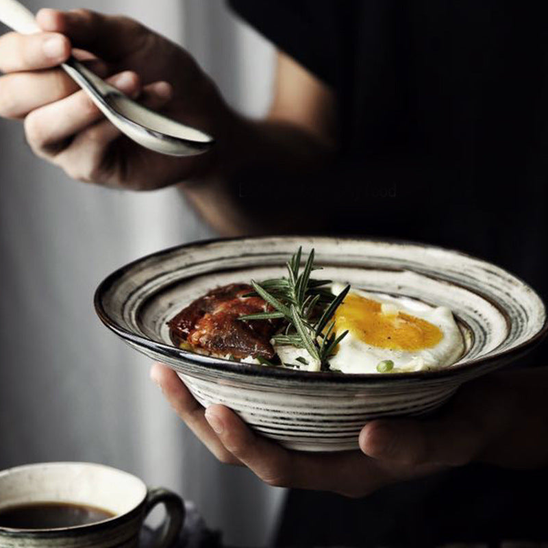 Japanese Style Ceramic Tableware Noodle Dish And Dish Bowl