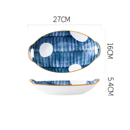 Creative Household Binaural Oval Ceramic Plate