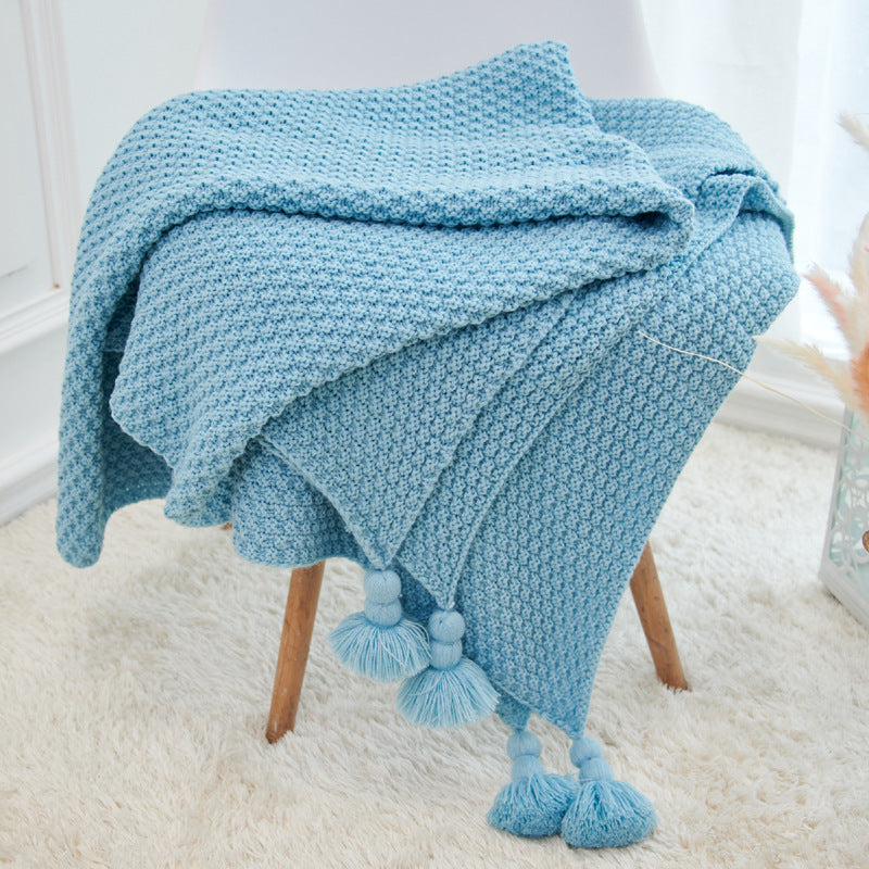 Fringed Knitted Pineapple Pendant Baby Blanket
