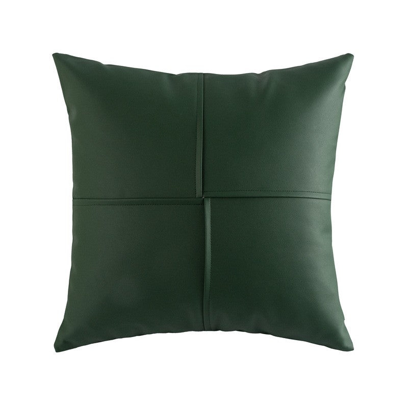 Simple Geometry PU Leather Technology Cloth Splicing Pillowcase