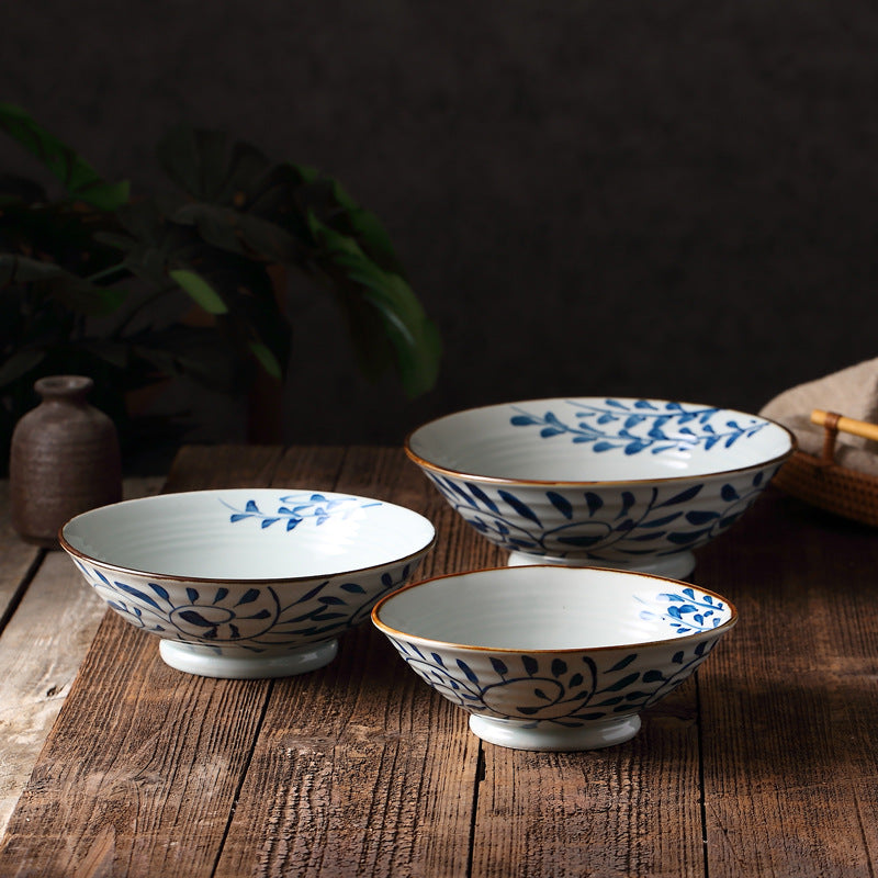 High Temperature Underglaze Color Hand-painted Ceramic Cross Grain Bowl