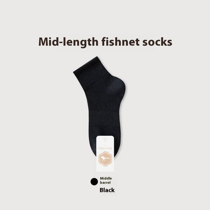 Pure Cotton Breathable Mesh Short Socks Men's Deodorant And Sweat-absorbing Summer Antibacterial