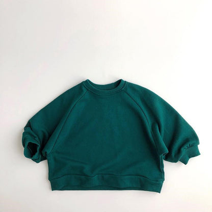 Children's Solid Color Loose Round Neck Sweater