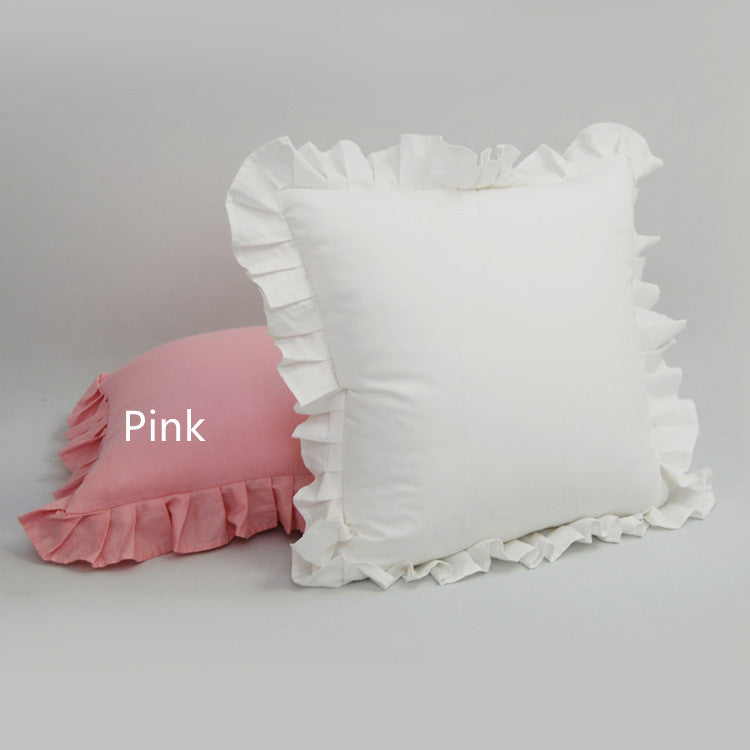 Pure White Lace Pillowcase Plain Handmade Pleated Cotton Ruffle