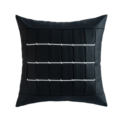 Simple Geometry PU Leather Technology Cloth Splicing Pillowcase