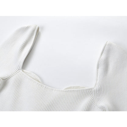 New Spring Unique Heart Collar Long Sleeve Customize Buttons Black White 2 Colors Sexy Street Long Knitted Women European Dress