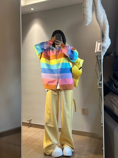 Women's Autumn Dopamine Color Retro Jeans Loose Casual Straight Leg Slimming Colored Pants