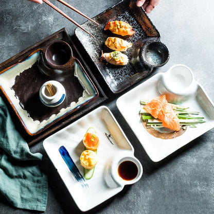 Japanese Creative Ceramic Dumpling Special Plate Comes With Vinegar Plate