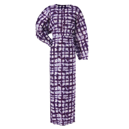 Long Dress For Women Printed Round Neck Pleated Dresses Female Trendy Festival Clothing