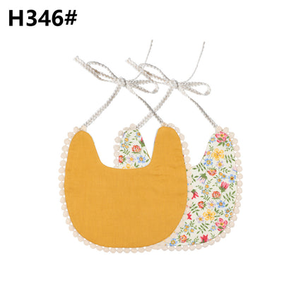 Cotton and linen two-layer saliva towel bib bib