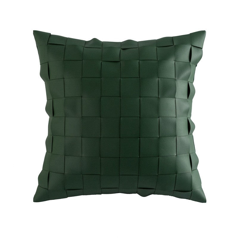 Simple Geometry PU Leather Technology Cloth Splicing Pillowcase