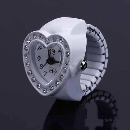 Fashion Creative Simple Elastic Heart-shaped Diamond Ring Watch