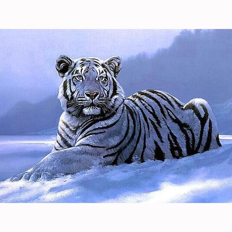 Diamond Embroidery Snow Tiger Diamond Painting Cross Stitch Full Square Round Gift Decoration