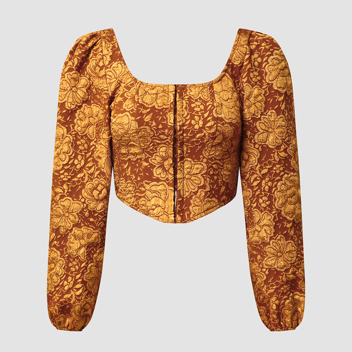 Embroidered Small Tank Top With Long Sleeved Buttons