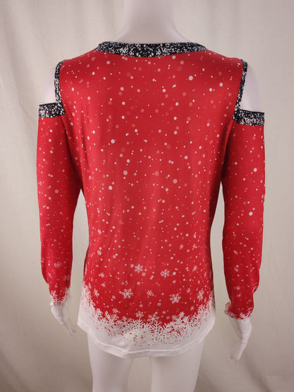 Fashion Women's Print Sexy Long Sleeve V-neck Top
