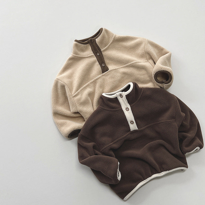 Boys' Korean-style Mori Style Warm Thin Top