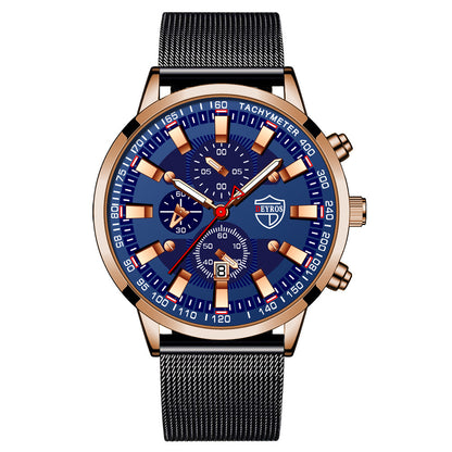 Stainless Steel Mesh Strap Men's Watch Fashion Luminous Calendar