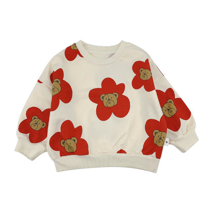 New Girls Flower Bear T-shirt Bottoming Shirt Tide