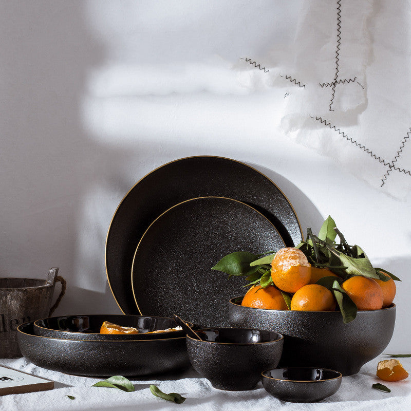 Black Ceramic Tableware Plate Bowl Fruit Plate Phnom Penh