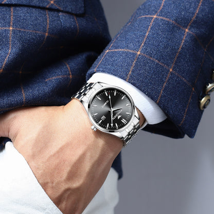 2018 New Concept Korean Style Trendy Student Watches Men's Quartz Black Calendar Internet Celebrity Ultra-thin Waterproof Men's Watch