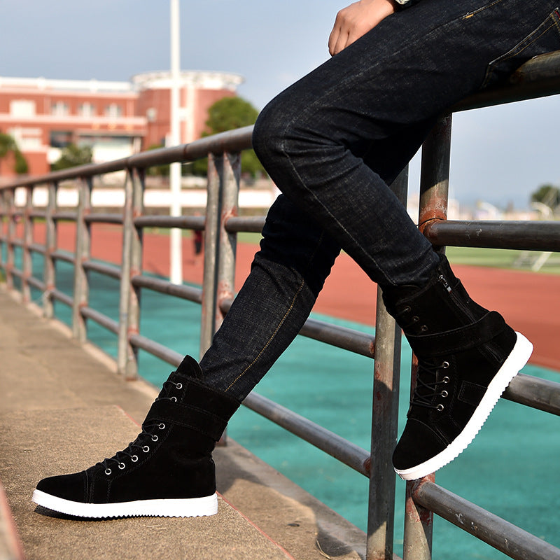 Men's Mid-cut Zipper Winter Boots Cotton Shoes