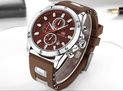 Explosion models hot fashion business men's watch three eye timing sports quartz watch