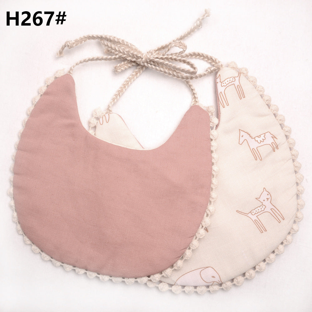 Cotton and linen two-layer saliva towel bib bib
