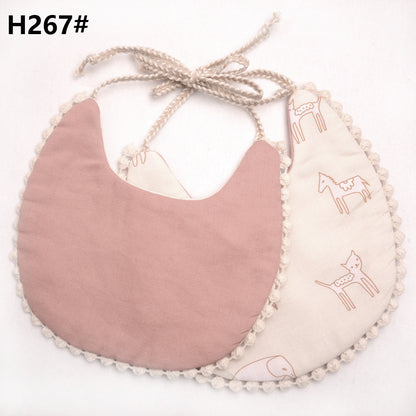 Cotton and linen two-layer saliva towel bib bib