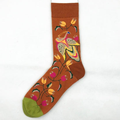 Mid tube ladies cotton cartoon socks jacquard socks