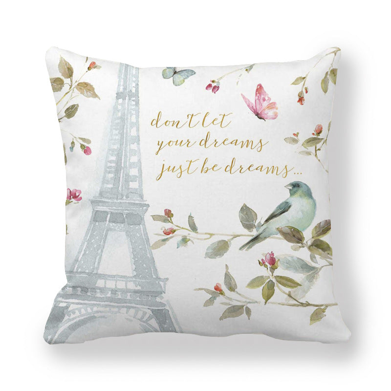 Butterfly Flower Pattern Encrypted Peach Skin Pillowcase