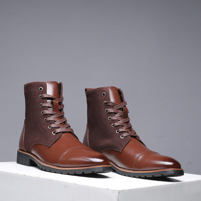Men's pointed warm martin boots with velvet top boots