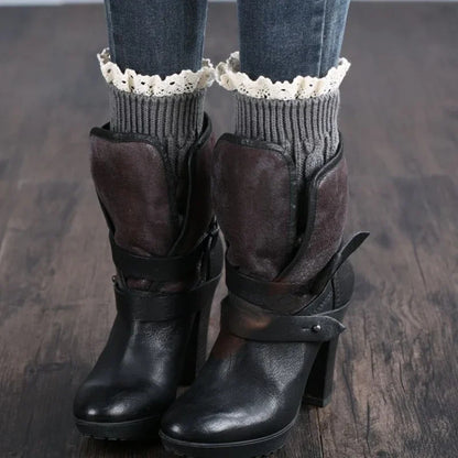 Lace Socks Twist Knit Wool Leg Warmers