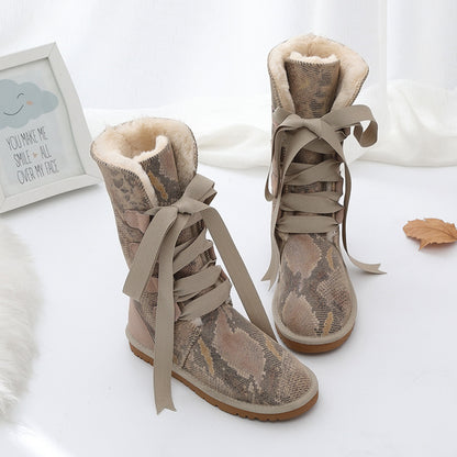 High tube fur integrated plus velvet thick cotton shoes