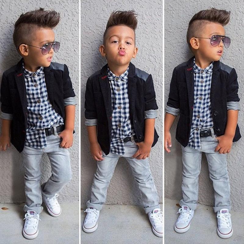 Boy's shirt and trousers belt 3-piece suit