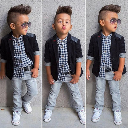 Boy's shirt and trousers belt 3-piece suit