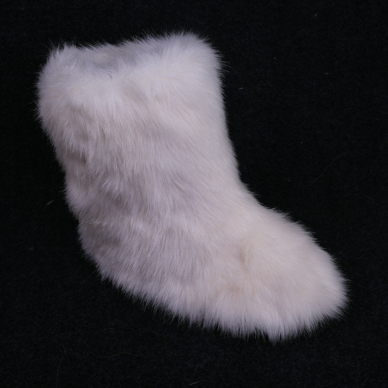 Ladies Outdoor Snow Boots Imitation Fox Hair Wool And Cotton Boot